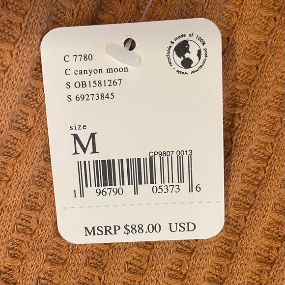 FREE PEOPLE NEW JUICY LONG SLEEVE WAFFLE KNIT OVERSIZED THERMAL CANYON MOON - Picture 13 of 14